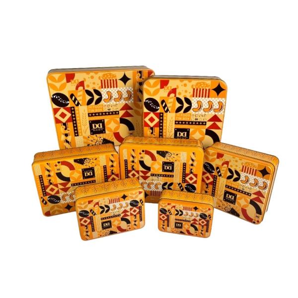 DADI Glossy Rectangular Storage Biscuit Tin Box For Christmas Cookie Gift Package OEM ODM