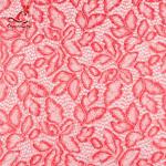 Comfortable Pink Embroidered Lace Fabric Dimensional High Stability