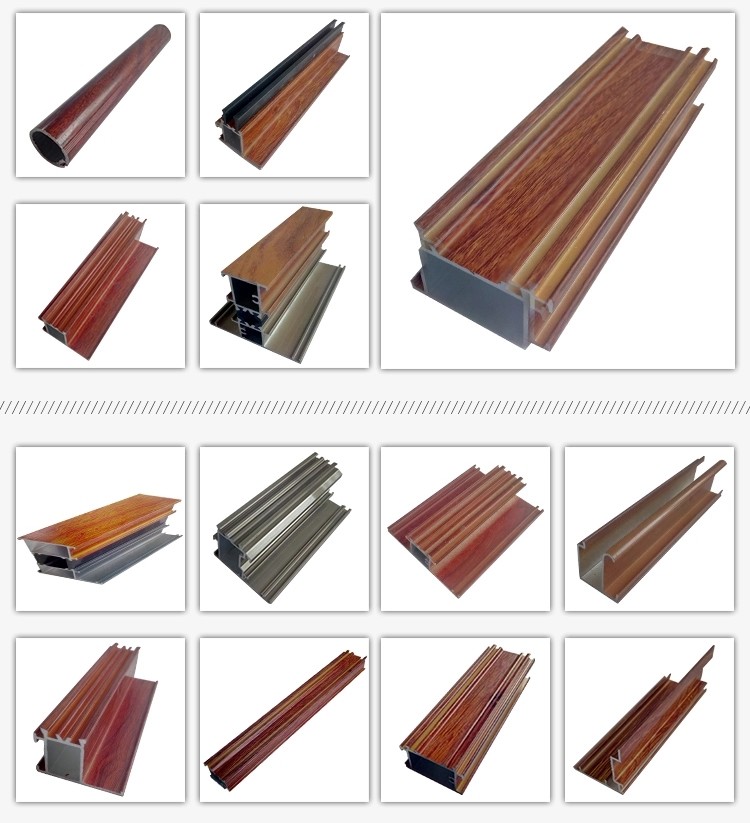 China Top manufacturer wood grain aluminum profile for kitchen cabinet door frame
