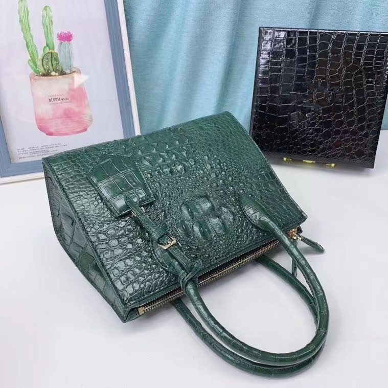 Genuine Alligator Skin Women Small Totes Tag Purse Shoulder Bag Authentic Real Crocodile Leather Lady Top-handle Handbag