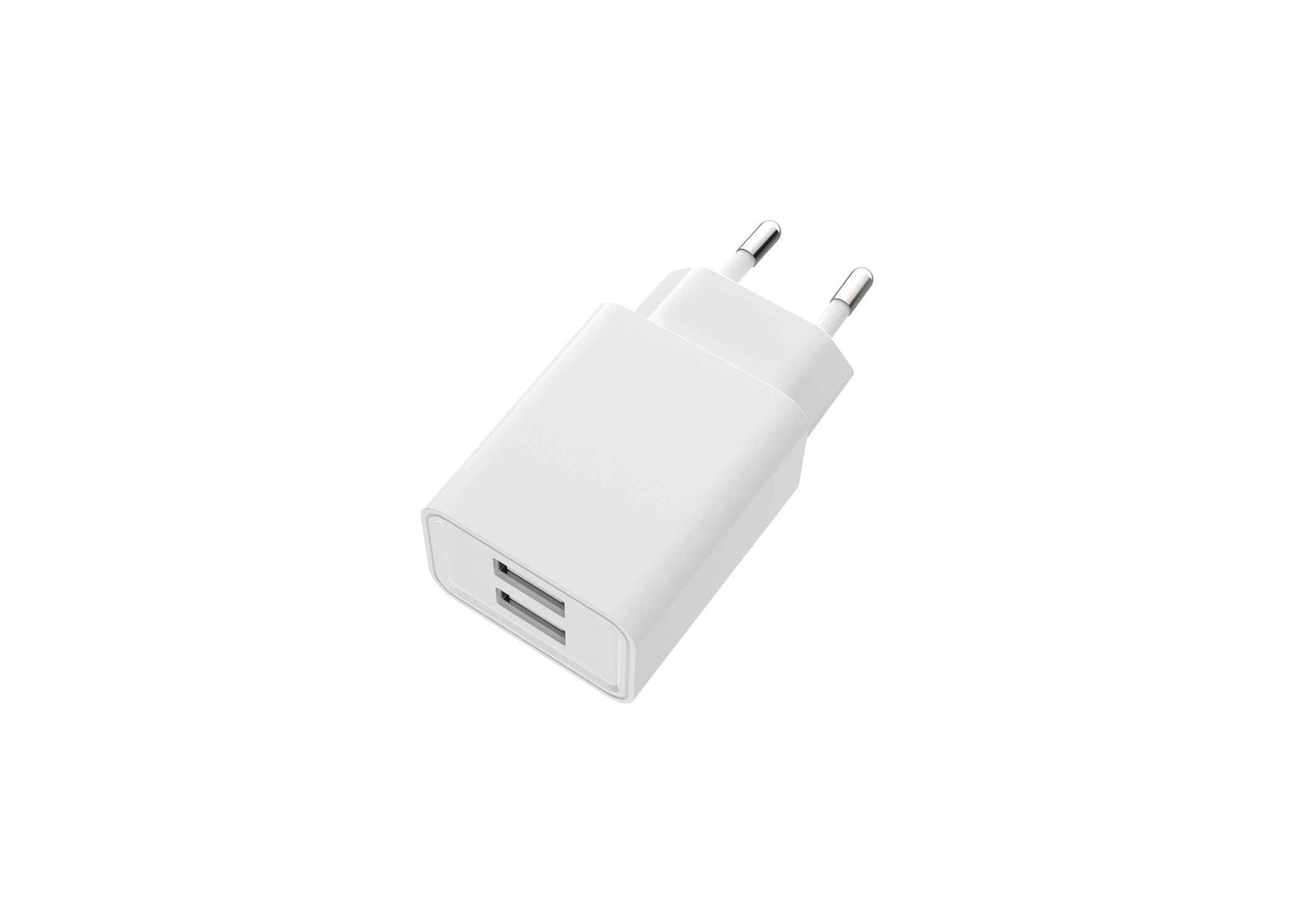 Compact EU Plug 5V 2.4A Wall Charger , 40g Dual Port USB Charger Multi Use