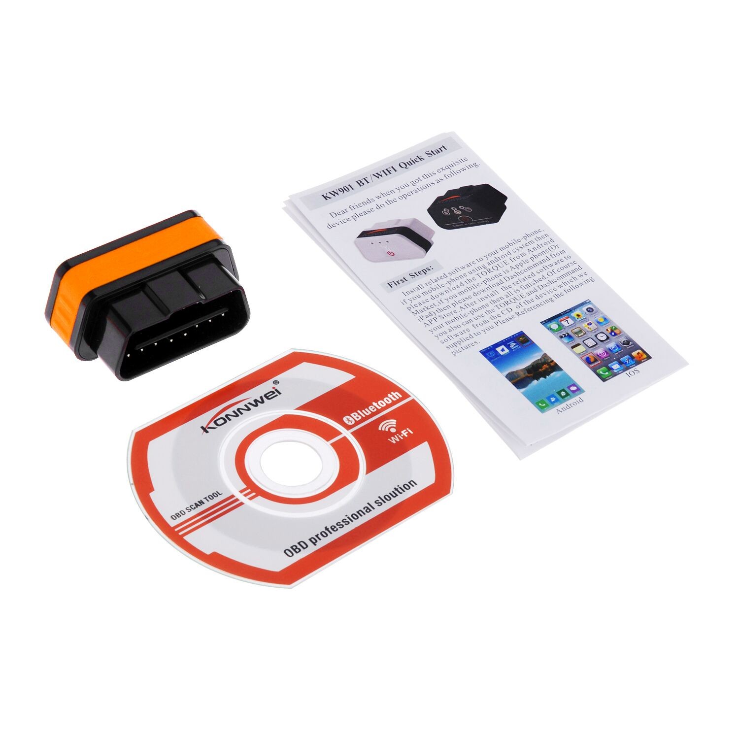 Waterproof Automotive Diagnostic Tool KONNWEI KW901 WIFIfree Obd2 Elm327 1.5a Software