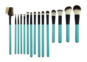China 345g Professional Makeup Brush Set With Black Ferrule Blue Handle wholesale