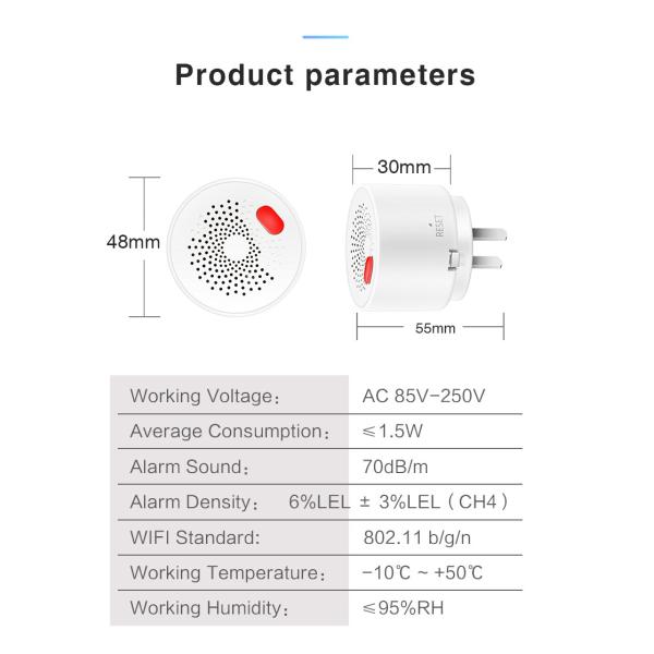 APP Control 70dB/m 1.5W Tuya WiFi GAS LPG Leak Sensor