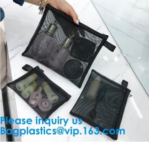 China Black Nylon Mesh Makeup Cosmetic Bag / Small Nylon Mesh Make Up Cosmetic Bag,Mesh Cosmetic Bag Neceser Toiletry Organize wholesale