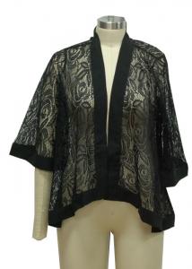 China 3 4 Sleeve Womens Kimono Blouse , Plus Size Lace Kimono Cardigan Lightweight wholesale