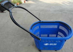 China Plastic Supermarket Shopping Basket With Wheel And Handle Multi Color wholesale