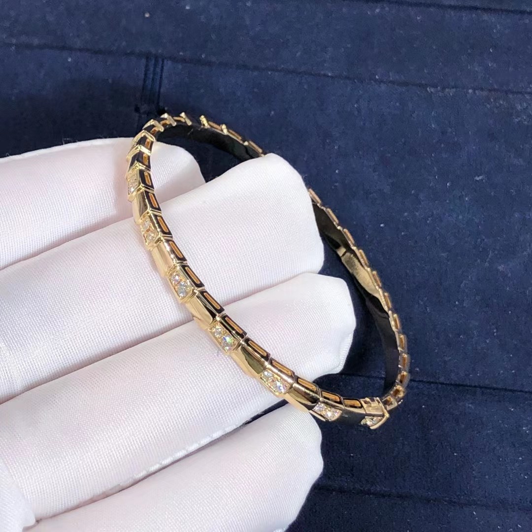 Elegant i 18k Gold Serpenti Viper Bracelet Natural Diamonds Real Gold Real Diamonds
