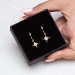 Luxury Starburst Gold Plated Hoop Earrings 925 Gold Plated Small Hoop Earrings