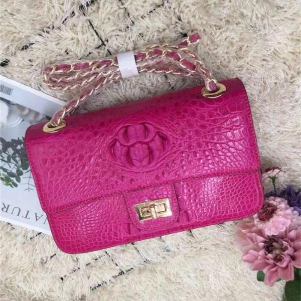 Genuine Crocodile Skin Lady Flap Purse Female Single Cross Shoulder Bag Real