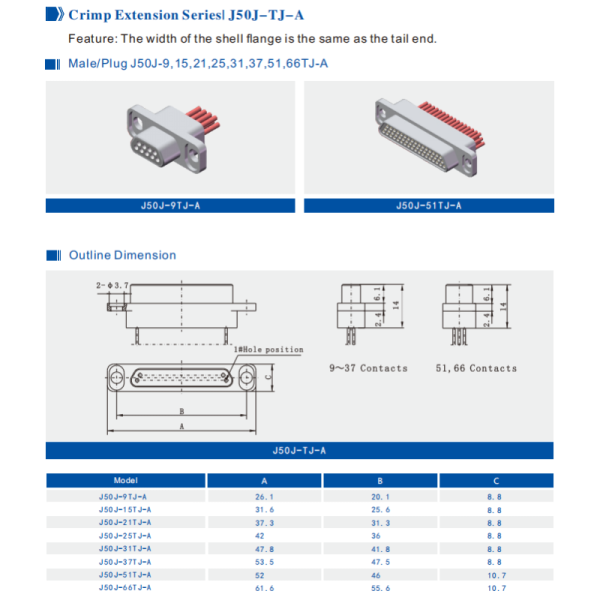 Micro Rectangle MDM D Sub 9 Pins Connector Hermetic Sockets