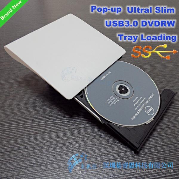 Quality 100% new SATA Tray load 9.5mm USB3.0 DVD Burner External DVDRW Drive (White/ Black) for sale
