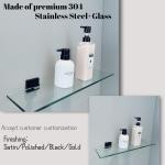 Single Glass Bathroom Accessories Shelves OEM Wall Mounted Stainless Steel