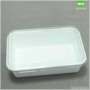 China 650ml Bleached Sugarcane Lunch Box With PET Lid-Disposable Bagasse Take Away Food Box-Compostable Sugarcane Container wholesale