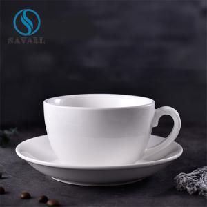 China Classic Thick Glaze Porcelain Cups And Saucers For Caterers Canteens wholesale