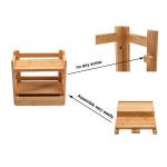 Solid Bamboo 2 Tier Standing Rack for Kitchen and Bathroom Storage 3L Capacity