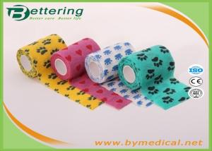 China Veterinary Comfortable Animal Paw Printing Elastic Self Adhesive Wrap Bandages Cohesive Wrap wholesale