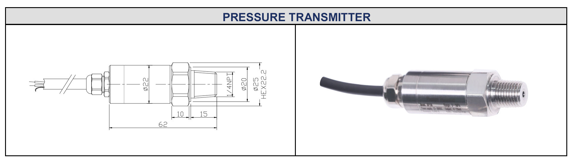 BP156-M12 4 20ma Pressure Transducer Diffused Silicon Pressure Sensor For Oil Air Water