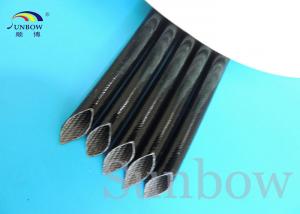China Black Silicone Fiberglass Sleeving / rubber fiberglass braided sleeve for wire harness insulation wholesale