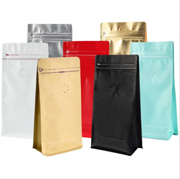 70g-1kg Capacity Flat Bottom Zipper Coffee Pouch Packaging With Air Degassing