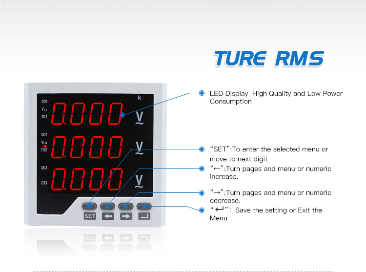 96*96 cheap Three Phase Voltage Voltmeter 0-500Vac