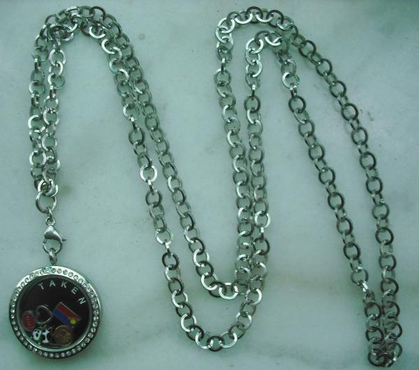 Fashion 316L Stainless Steel Glass Floating Locket Chain GLC013-Flat Round O