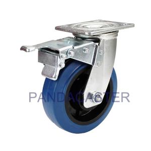China Rubber Heavy Duty Casters 280KG Zinc Plated Finish With Total Brake Device wholesale