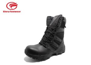 China Tan Black Steel Toe Army Surplus Paratrooper Boots By Breathable Mesh Lining wholesale