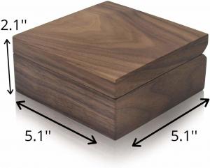 China 5.1inch Personalised Walnut Wood Jewelry Box Square Wooden Box With Magnetic Lid wholesale