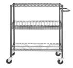 ESD Metal Commercial Heavy Duty Black Movable Wire Utility Cart With One Piece