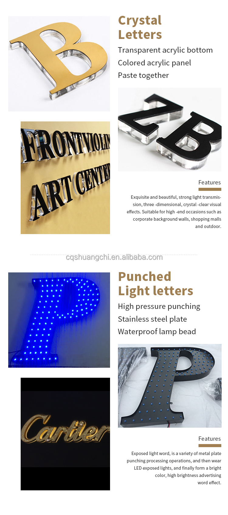 Indoor Outdoor Advertising Display Stainless Steel Acrylic LED Channel Letters Signage