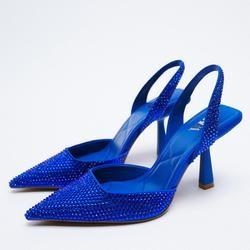 China Rhinestones Women Blue Stiletto Heels For Party Cocktail Wedding wholesale