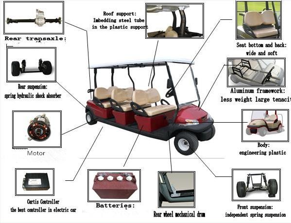 Low Price Club Car 6 Passenger Electric Golf Cart For Golf Course Transportation