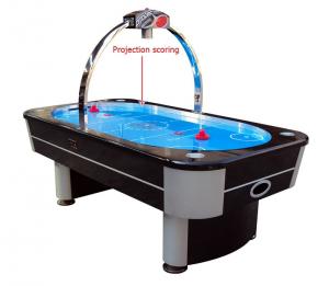 China 8FT Air Hockey Game Table Electronic Projection Scoring With Oval Blue Surface on sale