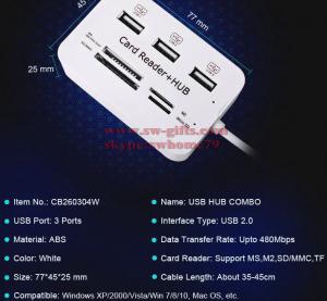 China Micro USB Combo 3 Ports Card Reader High Speed Multi USB Splitter All In One for PC Computer Accessories Notebook hubs wholesale