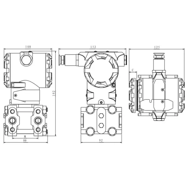 Flange Diaphragm Capacitive Differential Pressure Transmitter Pressure Sensor Transducer
