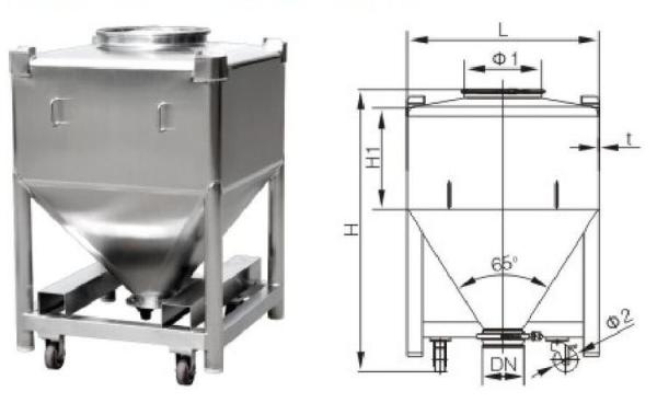 1200L Post Bin Blender Pharmaceutical Stainless Steel IBC Container Powder