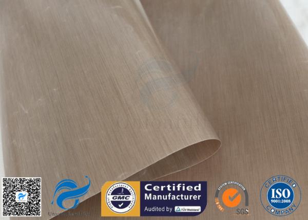 Quality Non Stick 0.12mm Brown PTFE Coated Fiberglass Fabric For Press Machine for sale