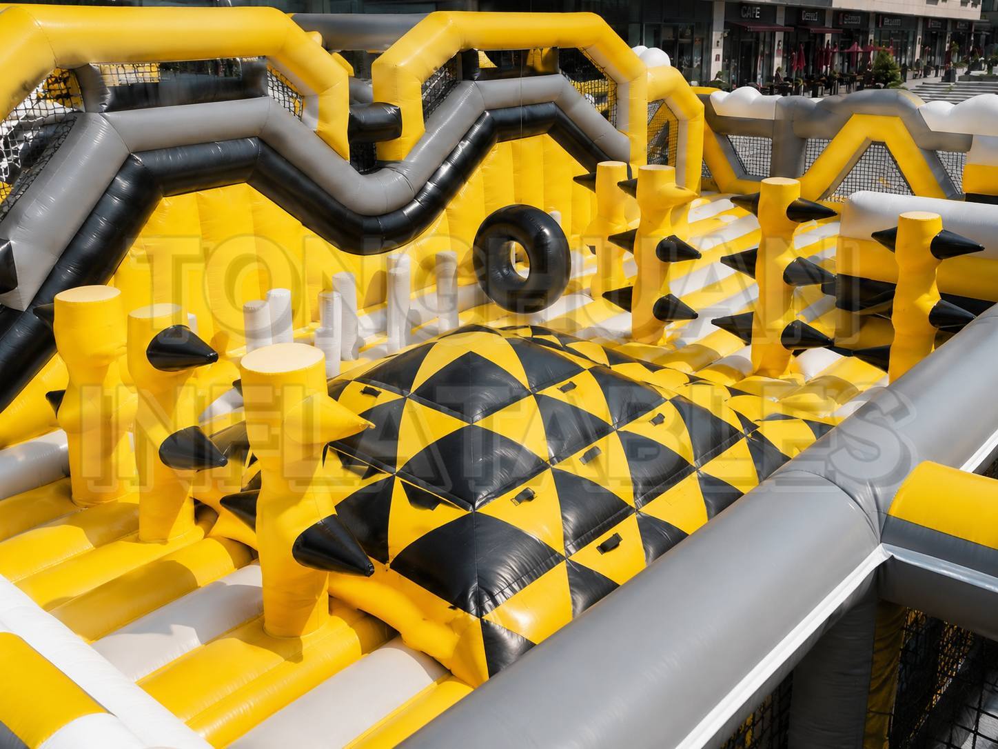Custom Large Inflatable Obstacle Course with Climbing Walls Tunnels Balance Steps and Challenge Games for Malls Parks Schools and Commercial Rental