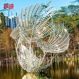 China Custom White Stainless Steel Pipe Sculptures for Water Sculpture Parks and Lake Installations wholesale