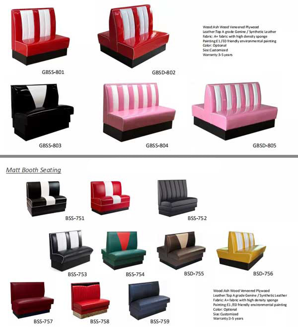 American Restaurant Fast Food Booth Seating Retro 1950S Long Sofa