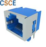Half Shielded RJ45 Single Port 8P8C Right Angle Blue / Yellow / Black Color