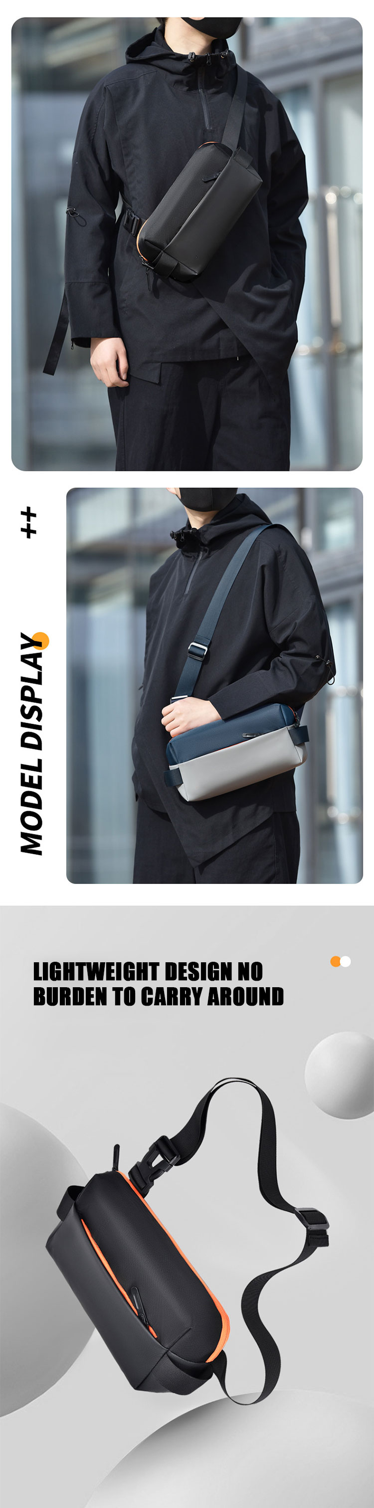Men's Motorcycle CrossBody Chest Bags Large Capacity Custom Brand For Sport
