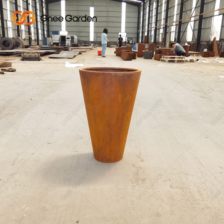 Customized Function Corten Steel Flowerpot Garden Sets Flower Pot Outdoor Metal Planter