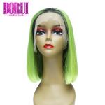 Brazilian Human Hair , Short Straight Ombre Hair 1b Grass Green Bob Wig