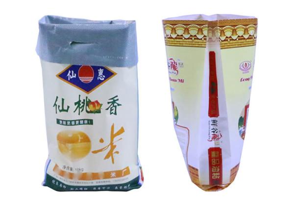 Double Stitching 25kg Woven Polypropylene Sacks , Laminted Bopp Transparent