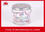 Color Printed Empty Cylinder Round Gift PET Tin Boxes Sweets Packaging Handle