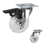 75mm Clear PU Furniture Casters Chrome Painted Soft Castors Swivel With Lock For
