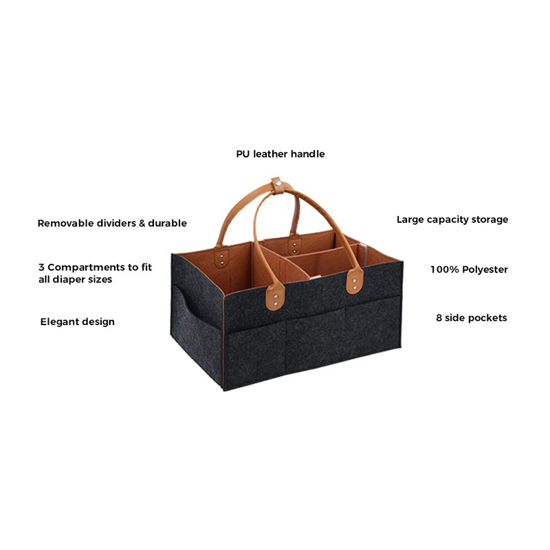 New Arrival Amazing design Large Capacity organizer Portable felt diaper bag