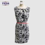 Fashion sleeveless wave point ladies casual custom lady formal office dresses